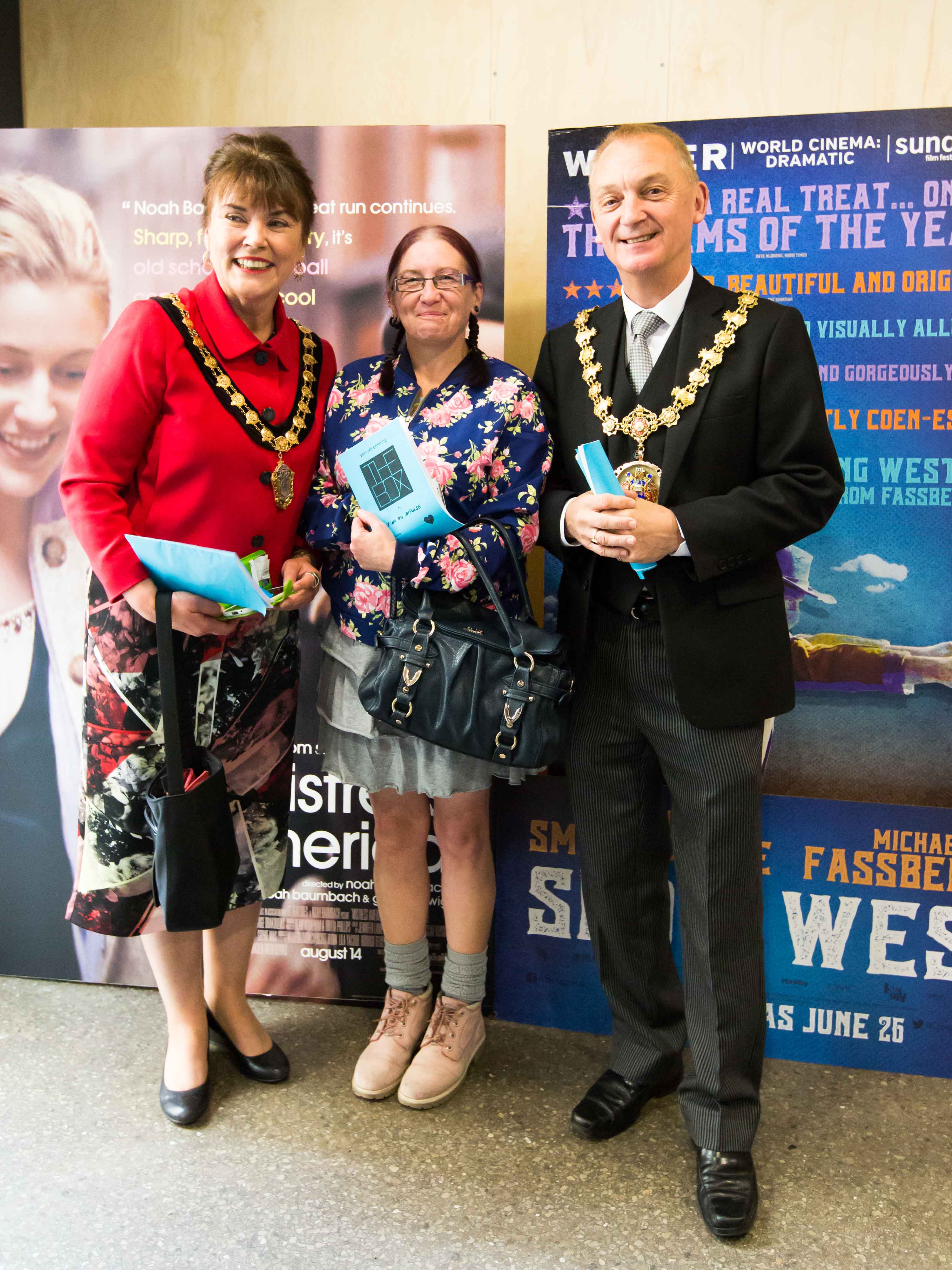 Mayor and Mayoress of Salford with actor Vicky Wilson, photo by Mike Browne